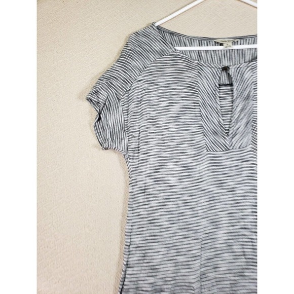 Lucky Brand Dress Womens Small White Black Striped Short Sleeve Keyhole Neck - Picture 2 of 9